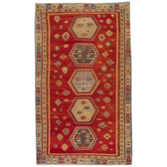 Antique Rugs Oriental Turkish Kilim Rug Red Sarkisla Hand Made Carpet Rugs