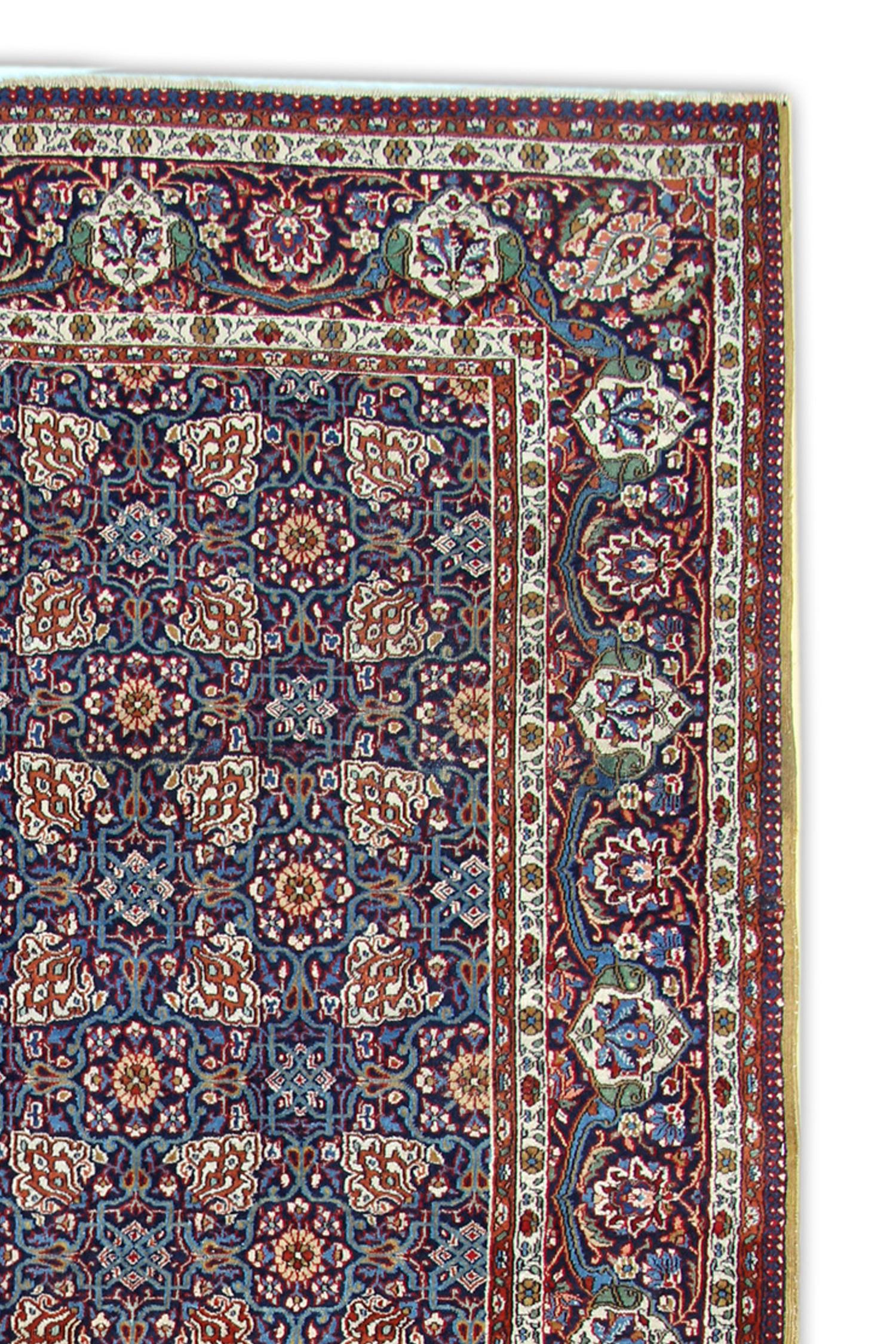 Caucasian Antique Rugs Oriental Wool Blue Rug Geometric Living Room Rugs for Sale 137x207 For Sale