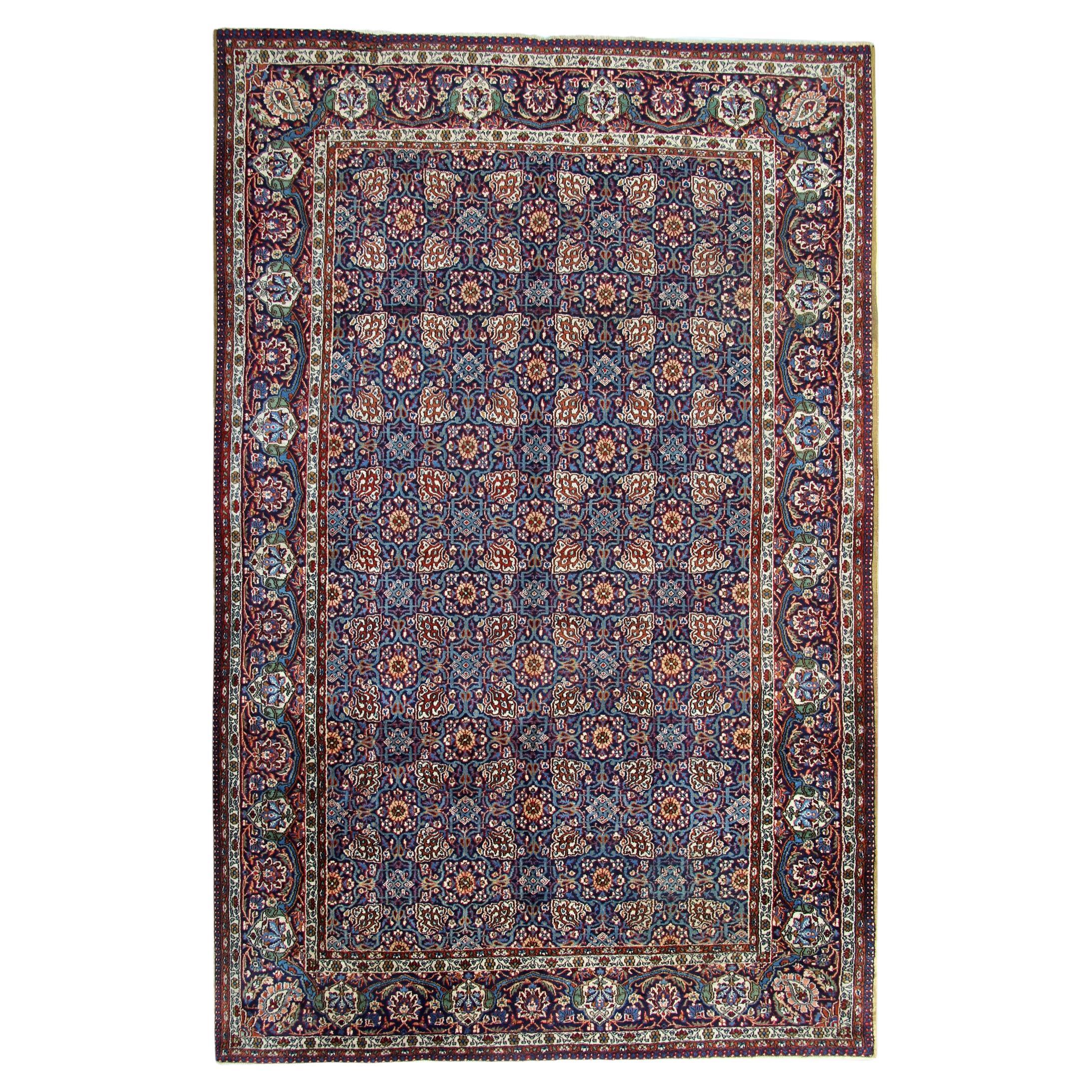 Antique Rugs Oriental Wool Blue Rug Geometric Living Room Rugs for Sale 137x207 For Sale