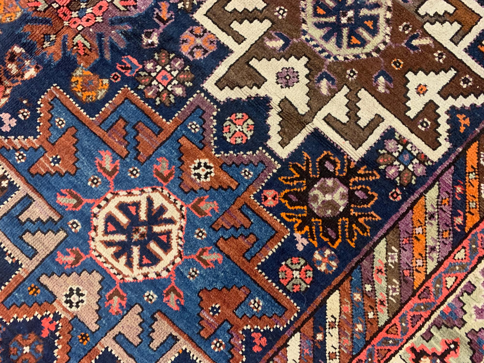 Antique Rugs Oriental Wool Geometric Kazak Rugs for Sale For Sale 1