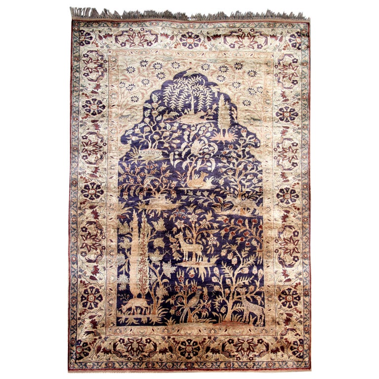 Antique Rugs, Pure Silk Rugs Turkish Rugs Handmade Carpet Oriental Rug for  Sale For Sale at 1stDibs