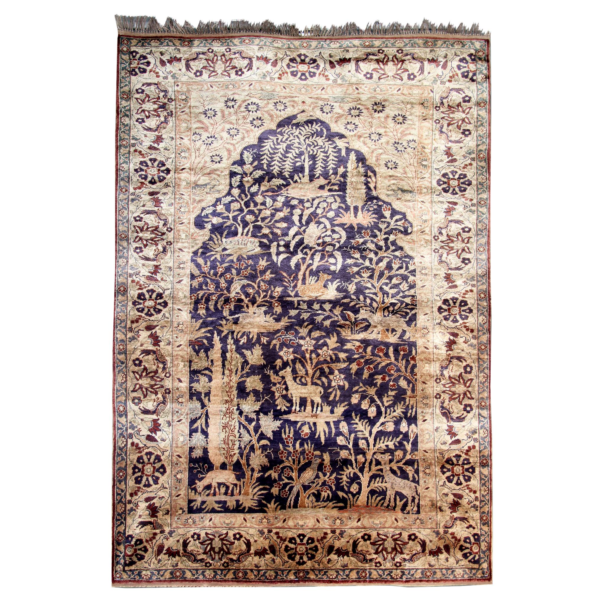 Antique Rugs, Pure Silk Rugs Turkish Rugs Handmade Carpet Oriental Rug For Sale
