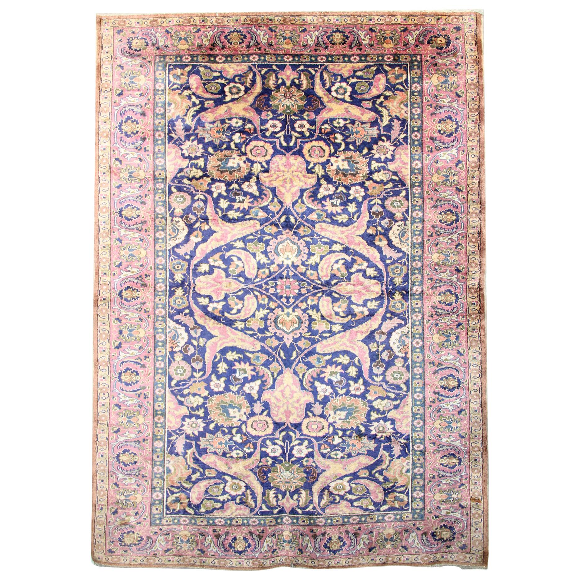 Antique Rugs Pure Silk Rugs, Turkish Rugs Oriental Handmade Carpet from Turkey For Sale