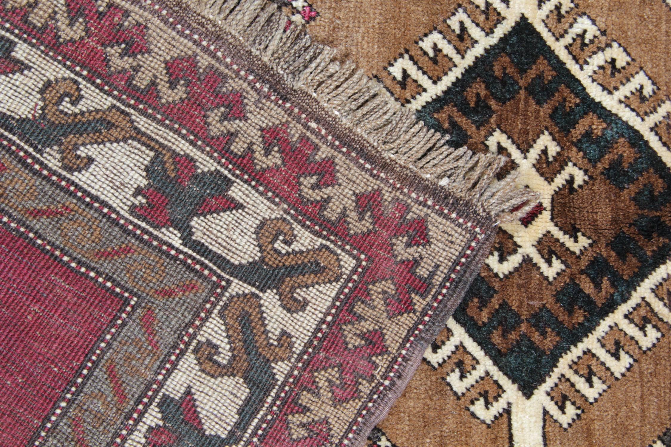 Tribal Antique Rugs, Purple Caucasian Handmade Carpet from Karabagh Oriental Wool Rug For Sale