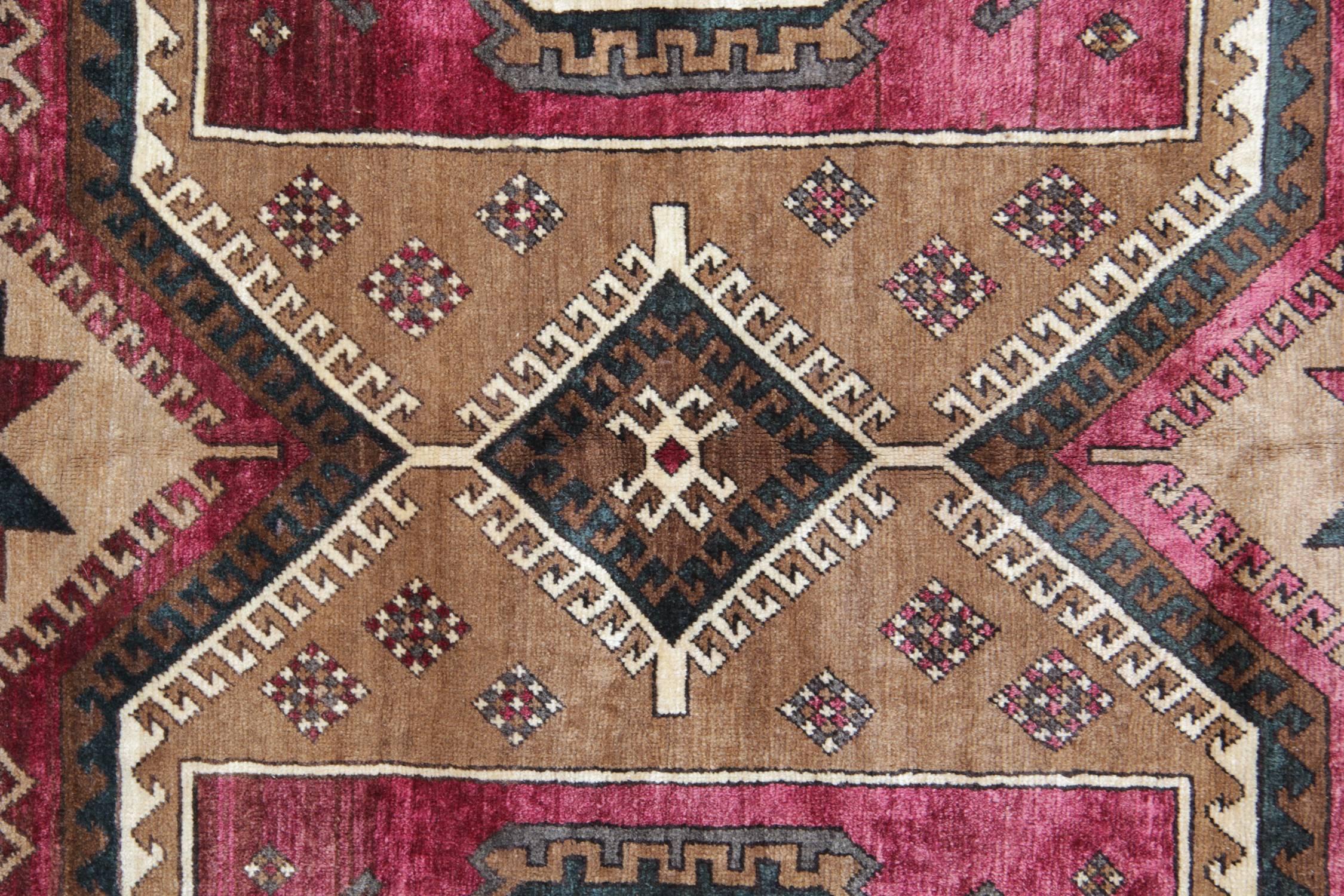 Azerbaijani Antique Rugs, Purple Caucasian Handmade Carpet from Karabagh Oriental Wool Rug For Sale