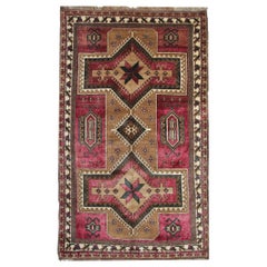 Tapis anciens du Caucase violet, tapis artisanal en laine orientale de Karabagh