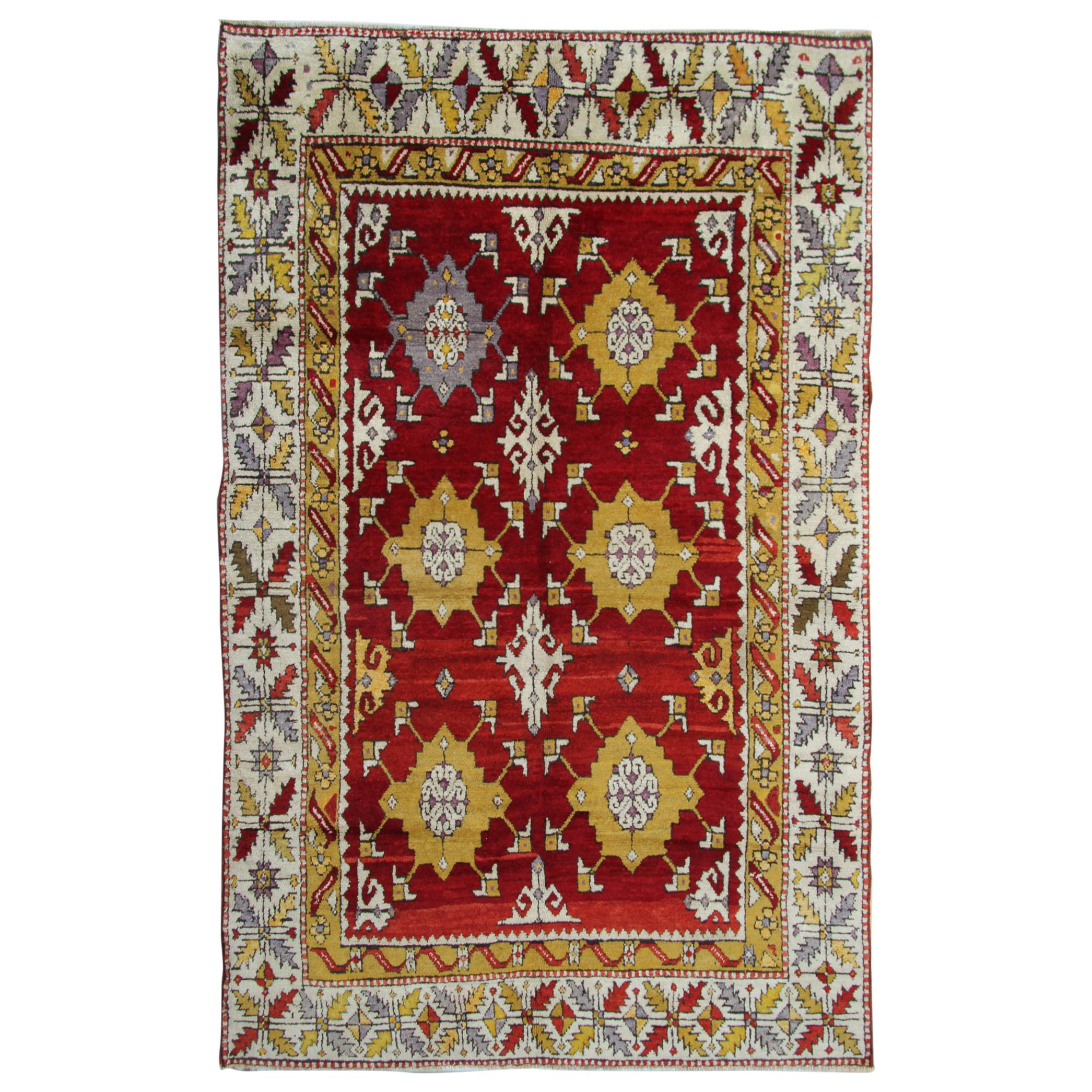 Antique Rugs Red Anatolian Handmade Carpet Turkish Rugs for Sale For Sale
