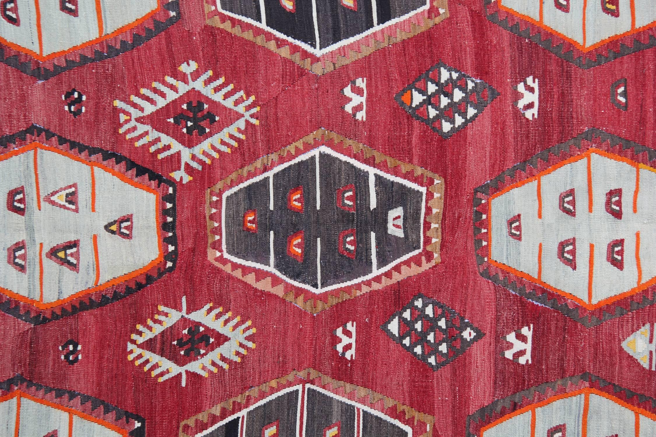 Hand-Woven Antique Rugs, Red Kilim Rugs Sarkisla Carpet Turkish Rugs for Sale For Sale