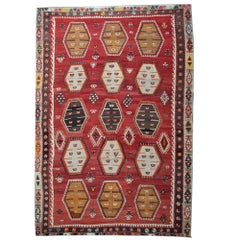 Antique Rugs, Red Kilim Rugs Sarkisla Carpet Turkish Rugs for Sale