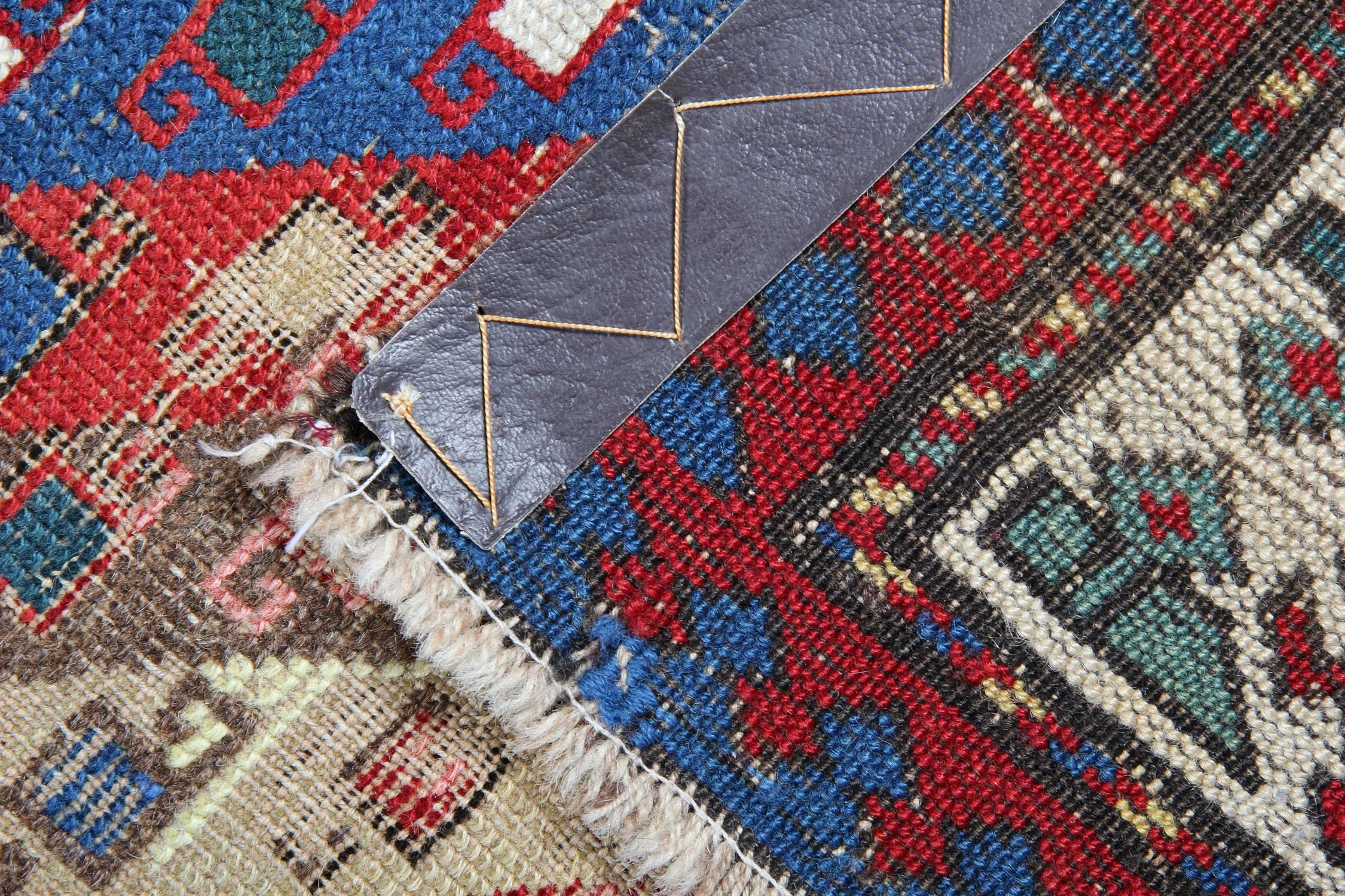 Needlepoint Antique Striped Rugs Runner Caucasian Handmade Carpet Runners, Oriental Rugs For Sale