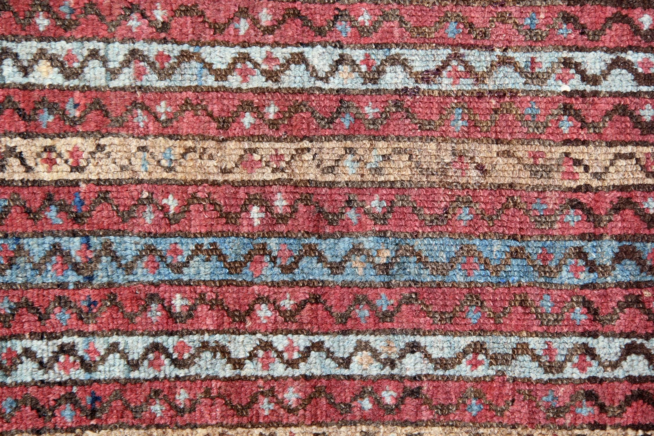 Caucasian Antique Rugs Striped Runner, Handmade Carpet Runners, Shirvan Rug for Sale For Sale