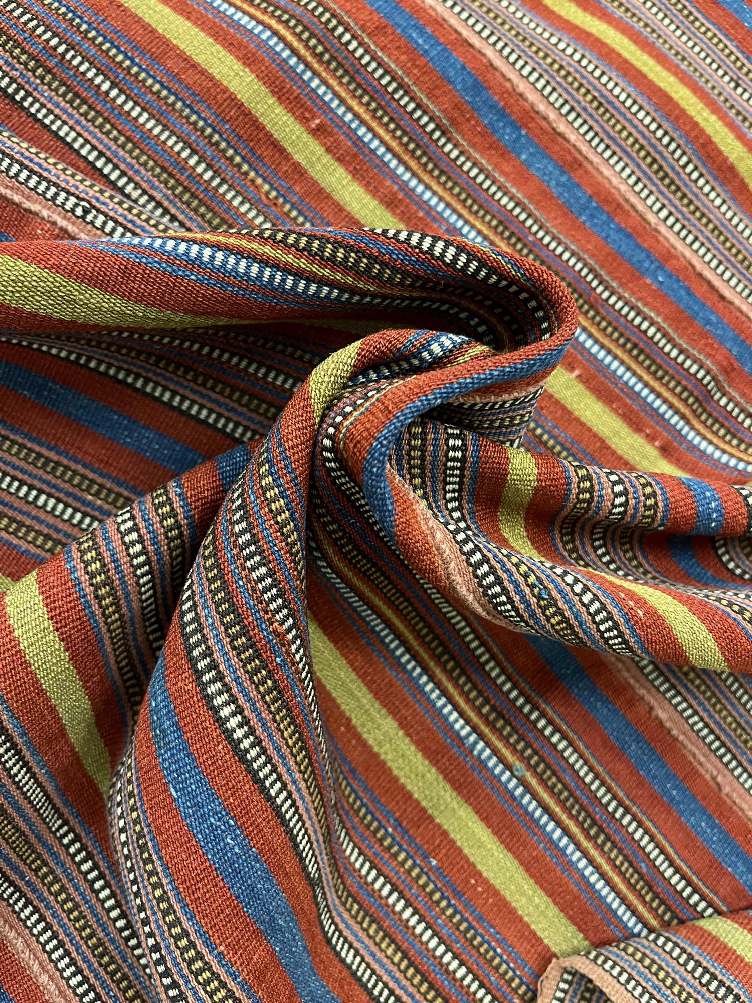 Late 19th Century Antique Rugs Textile, Traditional Striped Jajim Kilim Handwoven Kilim For Sale