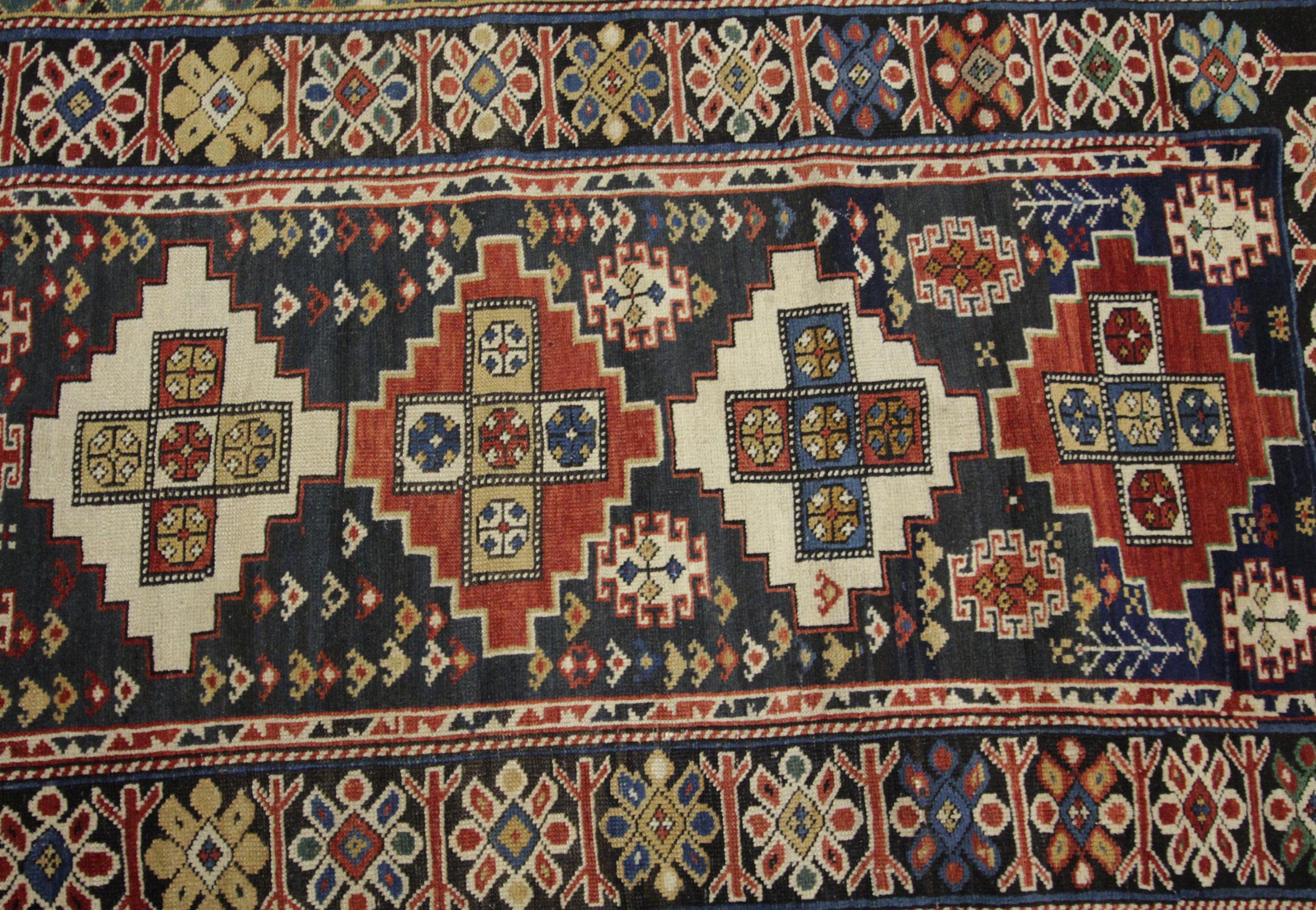 Late 19th Century Antique Rugs, Traditional Oriental Rug Caucasian Handmade Carpet for Sale