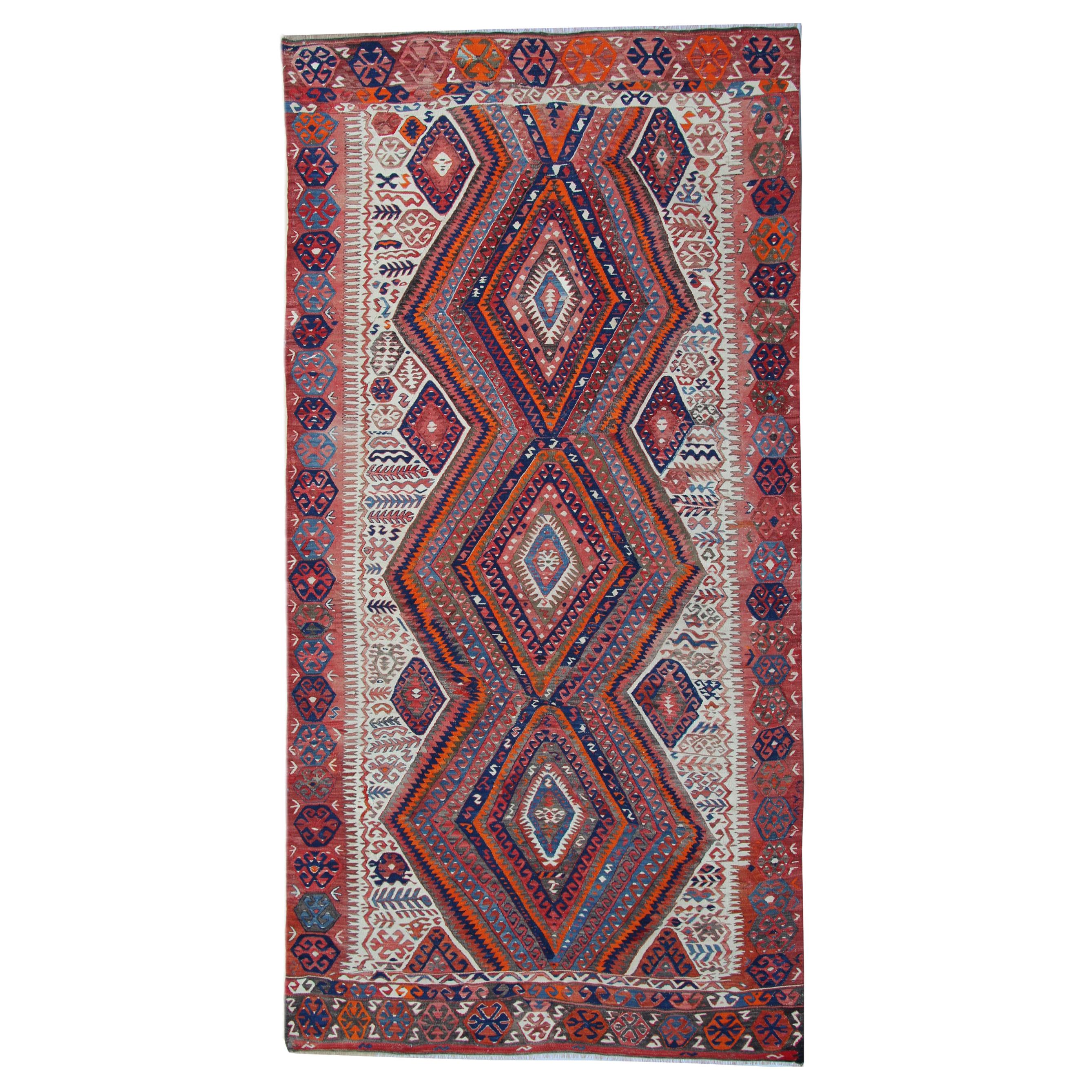 Antike Teppiche Türkischer handgefertigter Teppich, Kelim-Teppiche, Orientteppiche