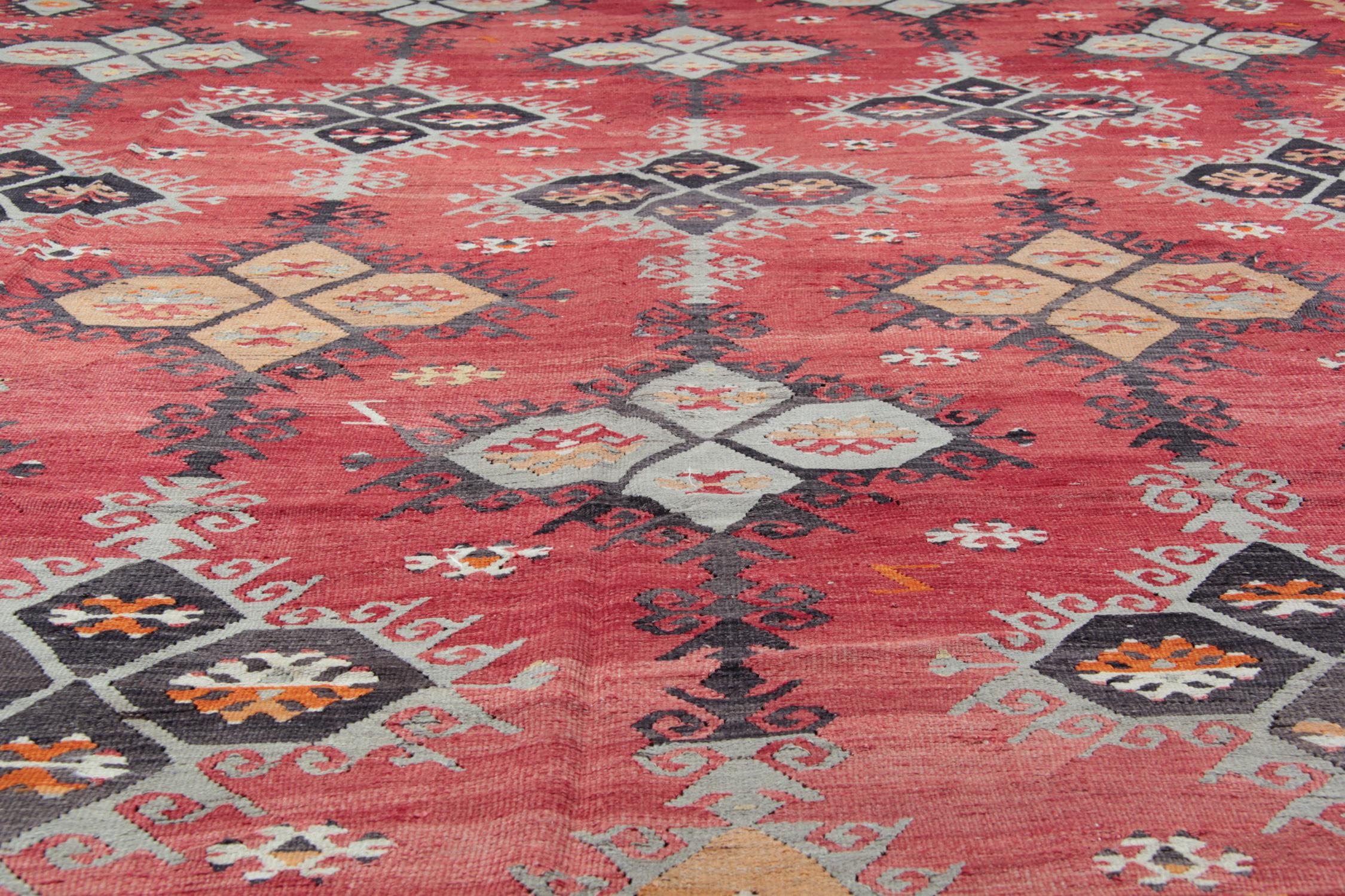 Mid-20th Century Antique Rugs, Turkish Kilim Rug, Sarkisla Handmade Carpet Rugs for Sale