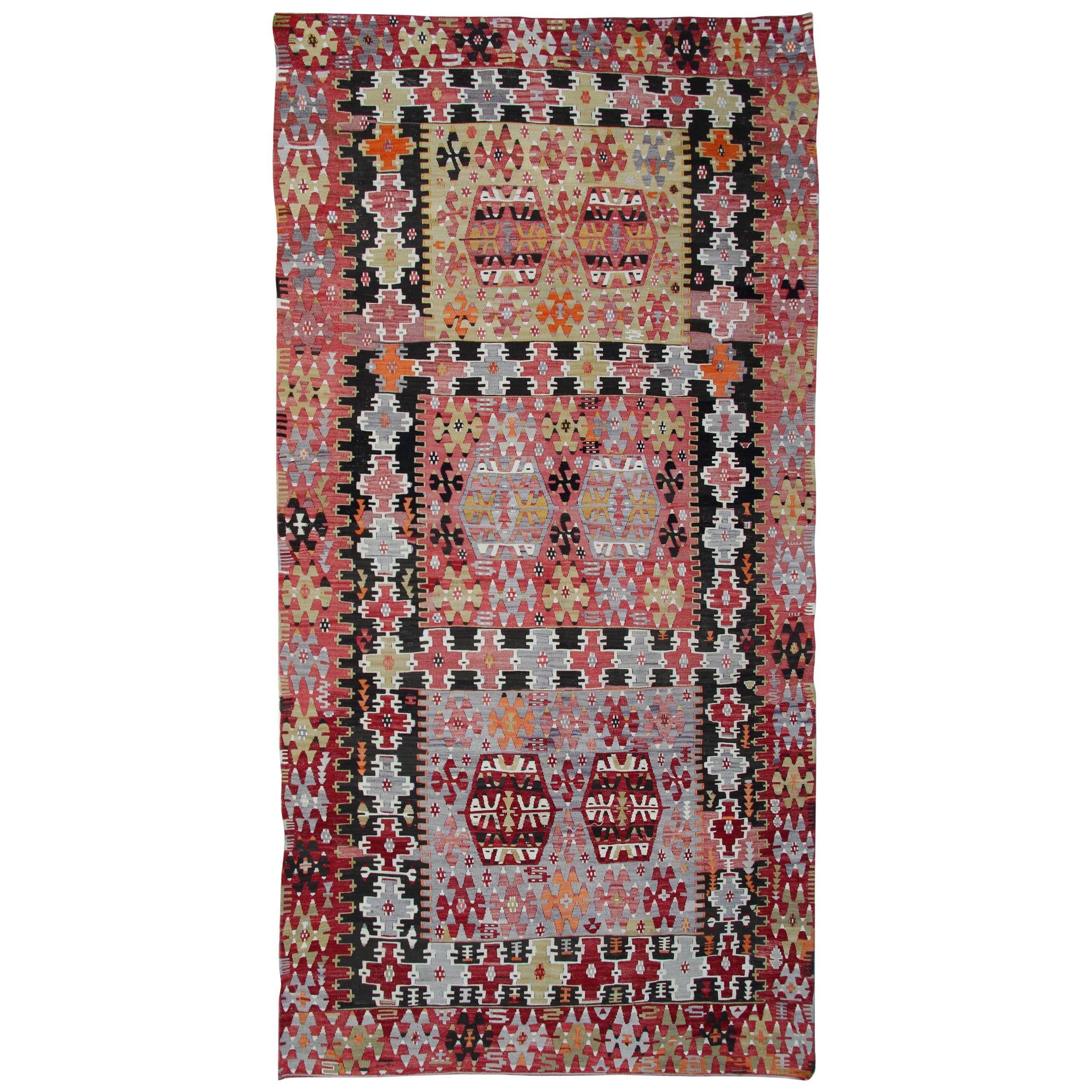 Antique Rugs, Turkish Kilim Rugs, Handmade Carpet, Oriental Rugs for Sale For Sale