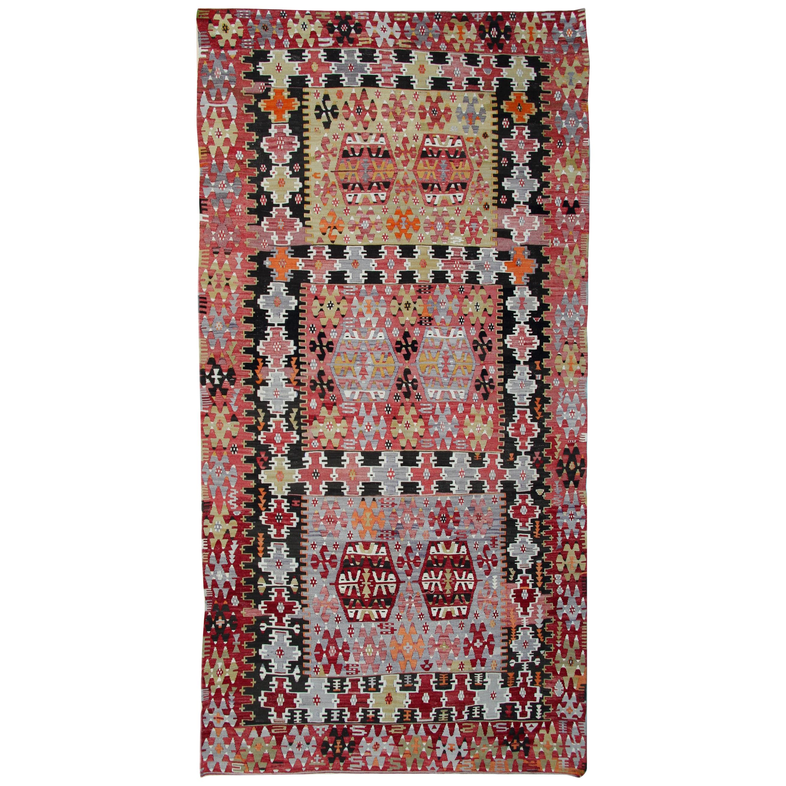 Antique Rugs, Turkish Kilim Rugs, Handmade Carpet, Oriental Rugs for Sale For Sale