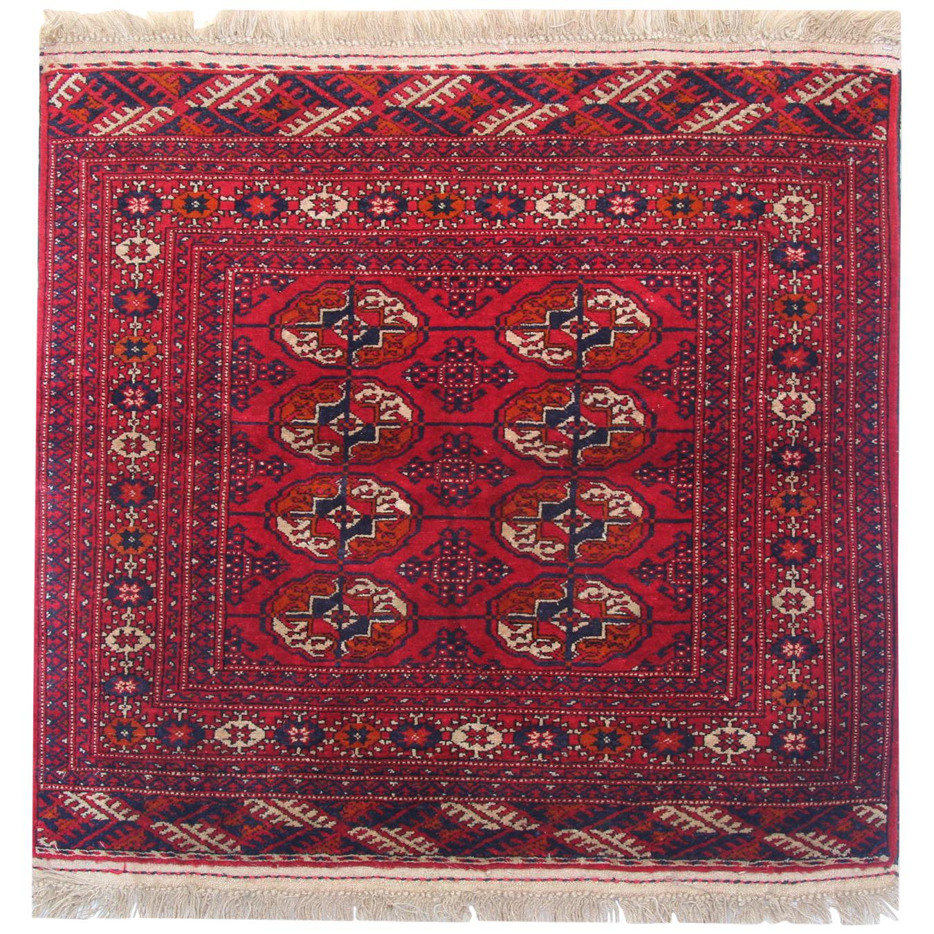 Antique Rugs Turkman Traditional Red Rug, Handmade Wool Area Rug