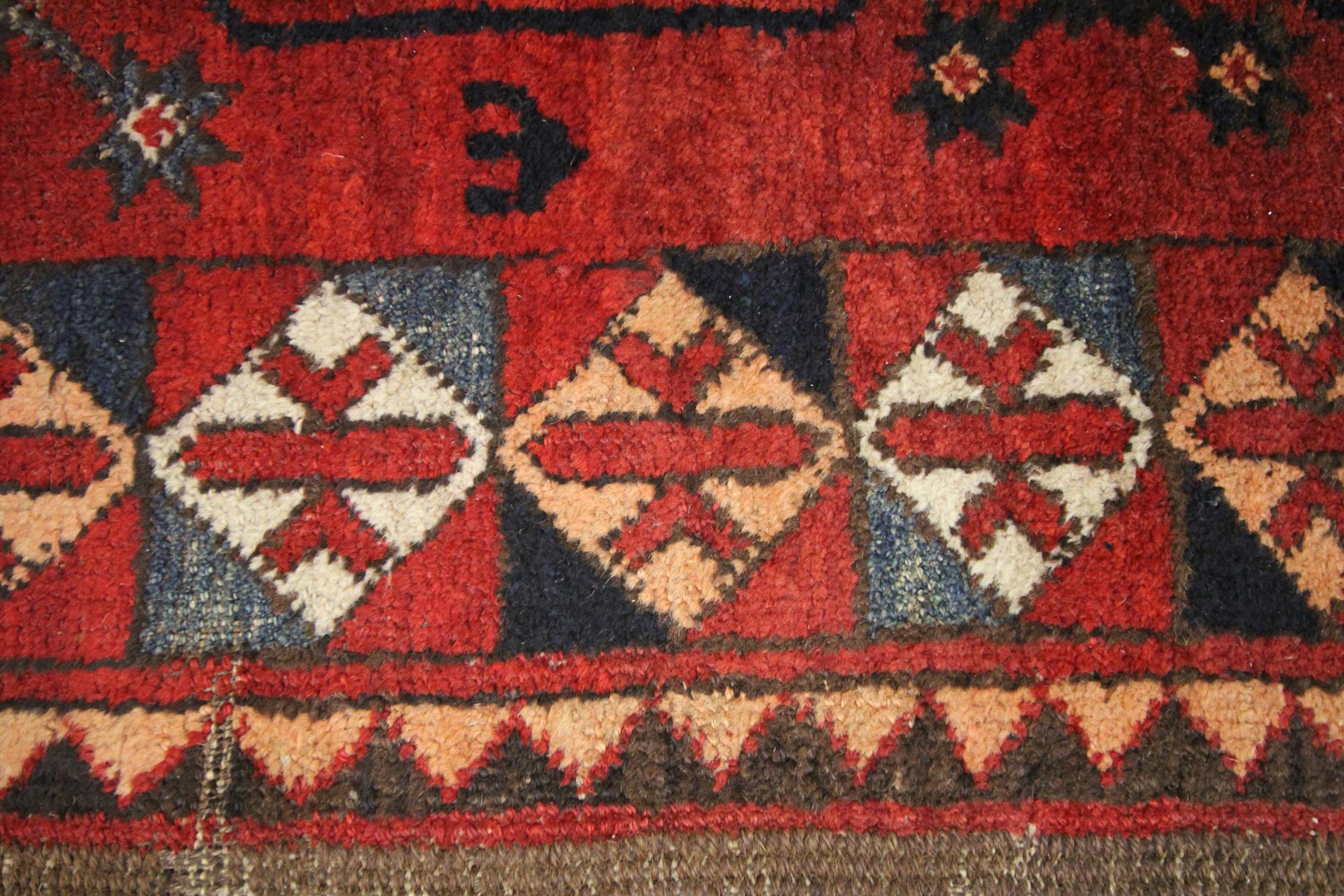Antique Rugs Turkmen Carpet Area Rug Handwoven Red Orange Wool Rug 1