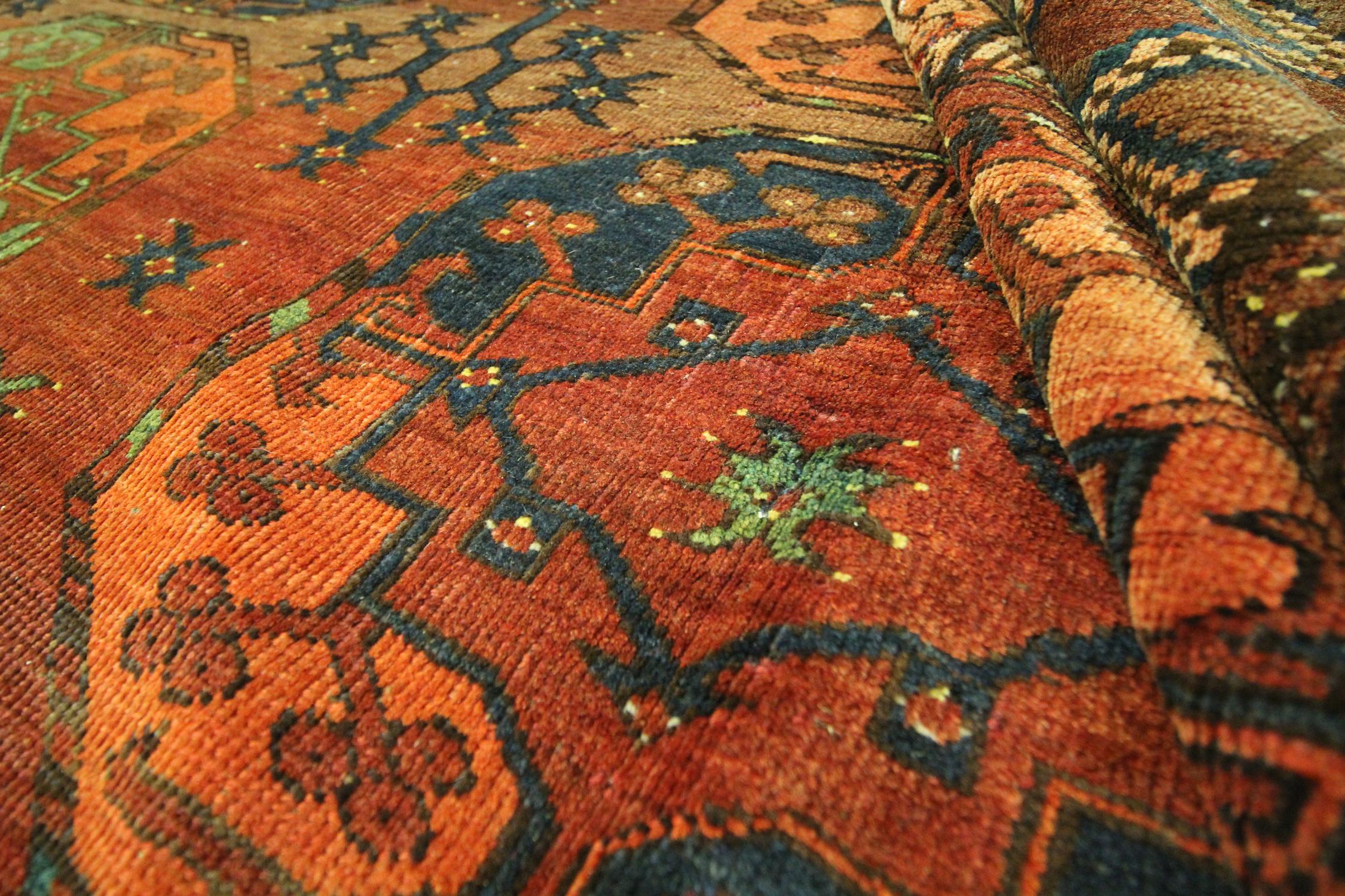 Antique Rugs Turkmen Original Ersari Handwoven Wool Area Rug For Sale 6