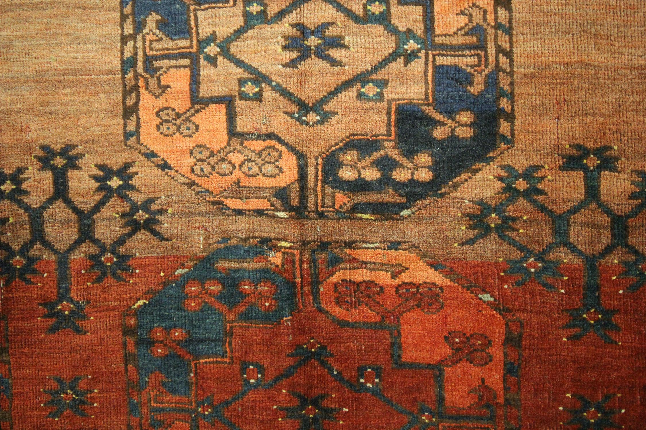 Antique Rugs Turkmen Original Ersari Handwoven Wool Area Rug For Sale 1
