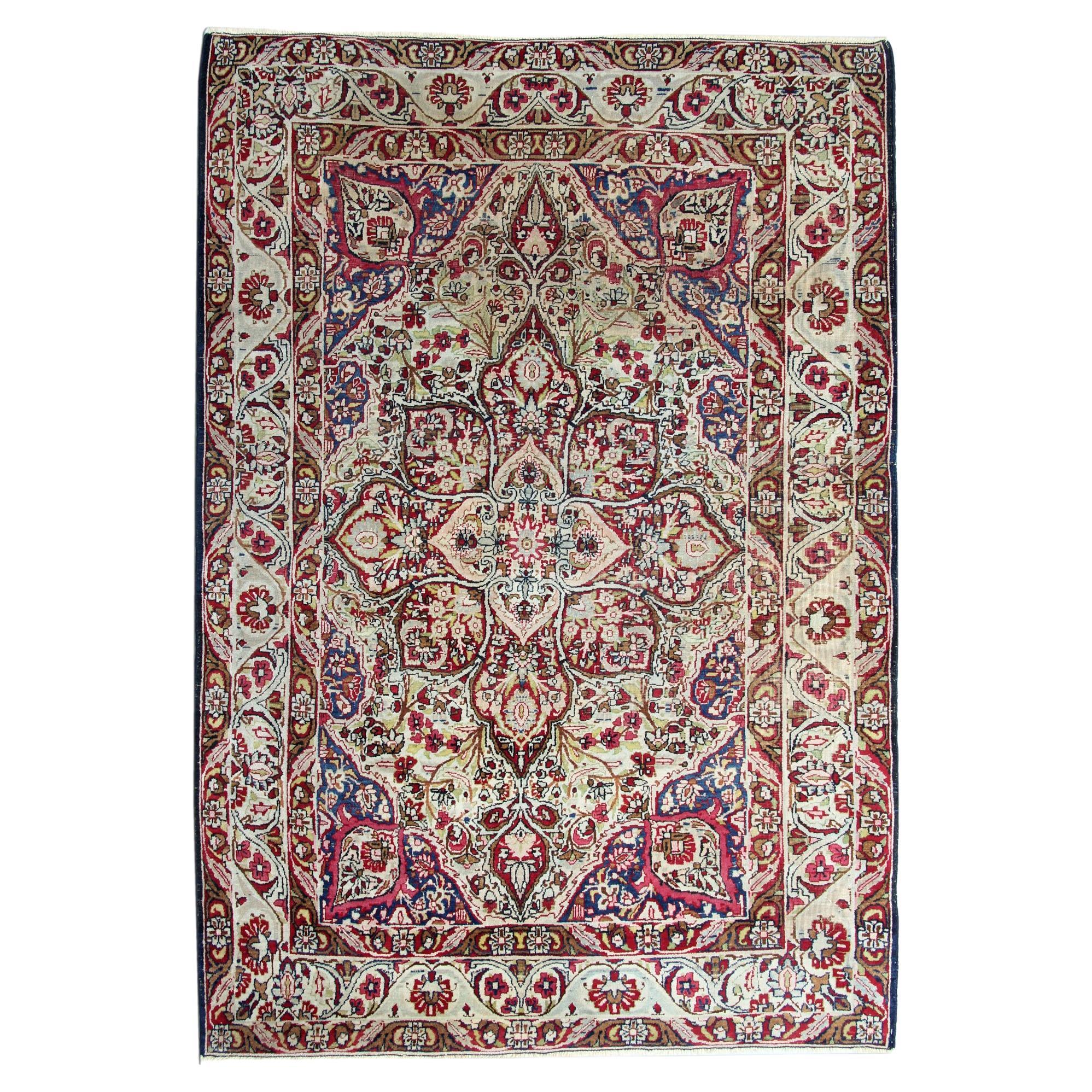 Antique Rugs Wool Oriental Rug Handmade Traditional Floral Carpet For Sale