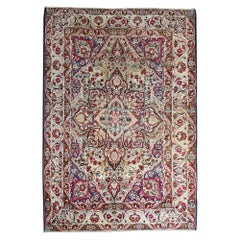 Antique Rugs Wool Oriental Rug Handmade Traditional Floral Carpet