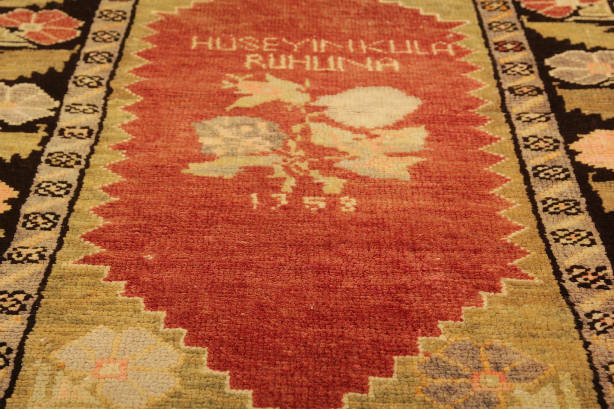 Antike Teppiche Gelber türkischer Teppich Handgefertigter Teppich, orientalischer Teppich Wohnzimmerteppich (Baumwolle) im Angebot