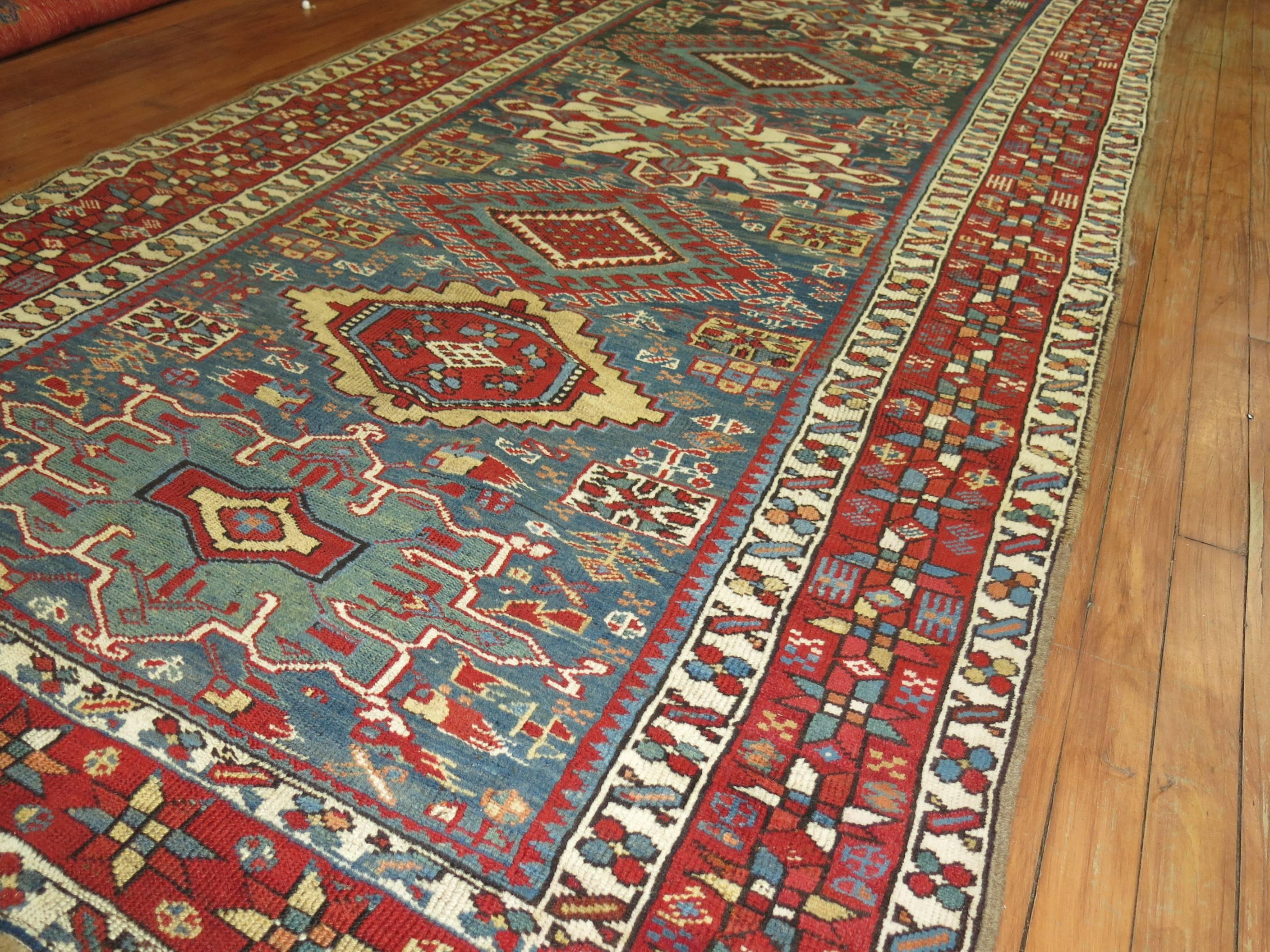 Heriz Serapi Antique Runner from Northwest Persia For Sale