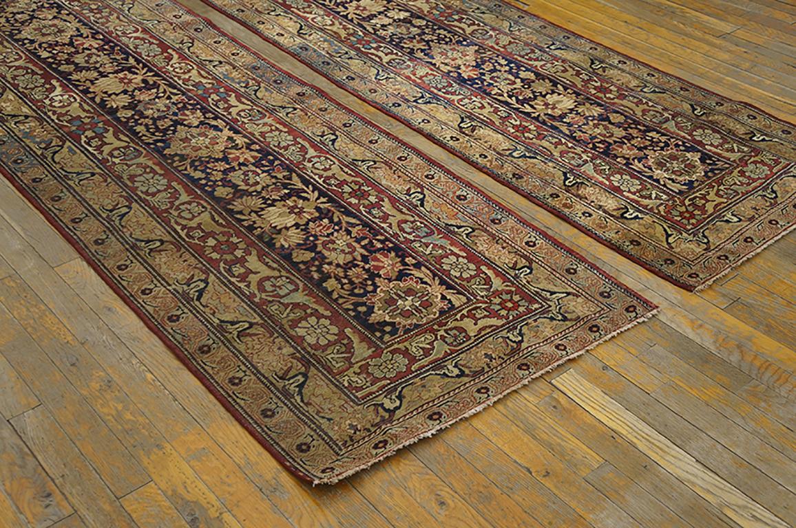 Hand-Knotted 19th Century Pair of S.E. Persian Kirman Laver Runner Carpets ( 2'6