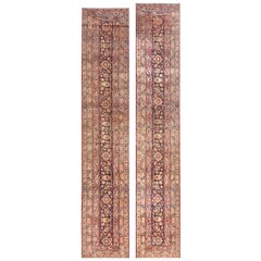 19e siècle Paire d'objets en bois de S.E. Tapis persan Kirman Laver Runner ( 2'6" x 15'4" )