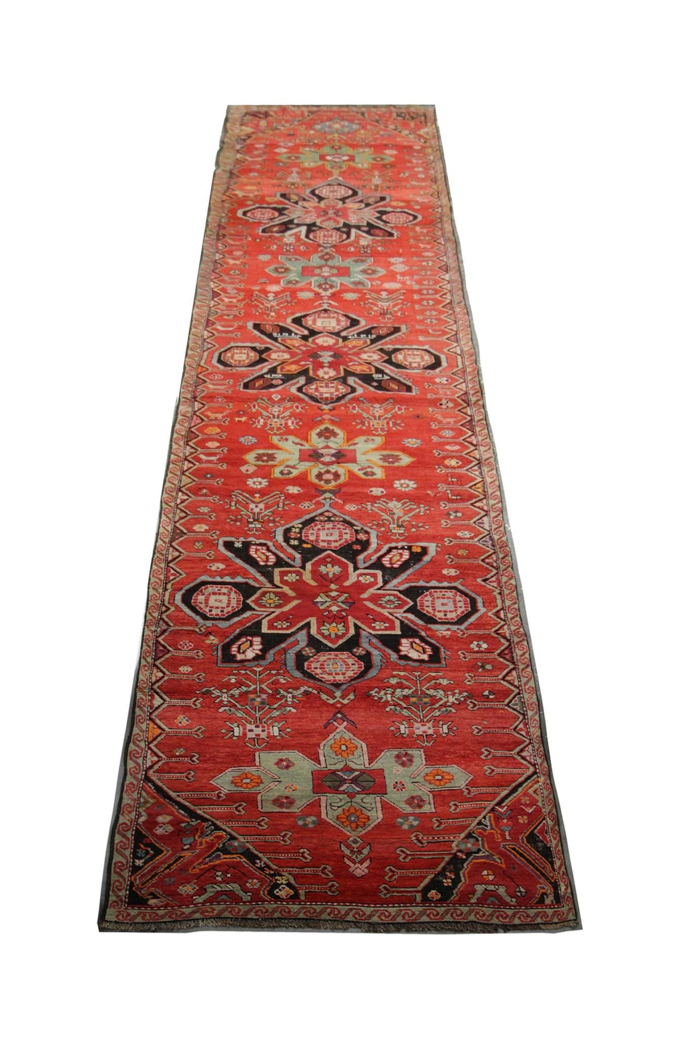 Vegetable Dyed Antique Runner Rug Caucasian Karabagh Handmade Carpet Oriental Wool Stair Runner For Sale