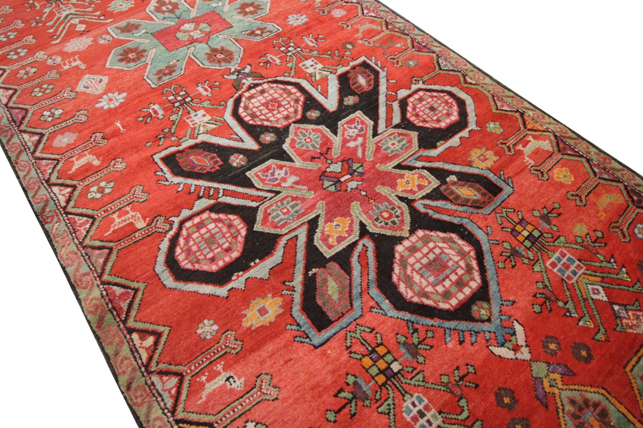 19th Century Antique Runner Rug Caucasian Karabagh Handmade Carpet Oriental Wool Stair Runner For Sale