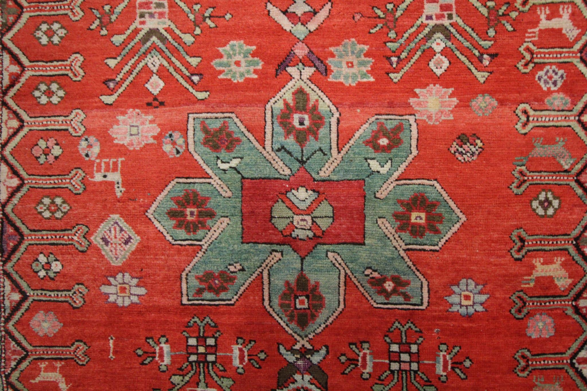 Cotton Antique Runner Rug Caucasian Karabagh Handmade Carpet Oriental Wool Stair Runner For Sale