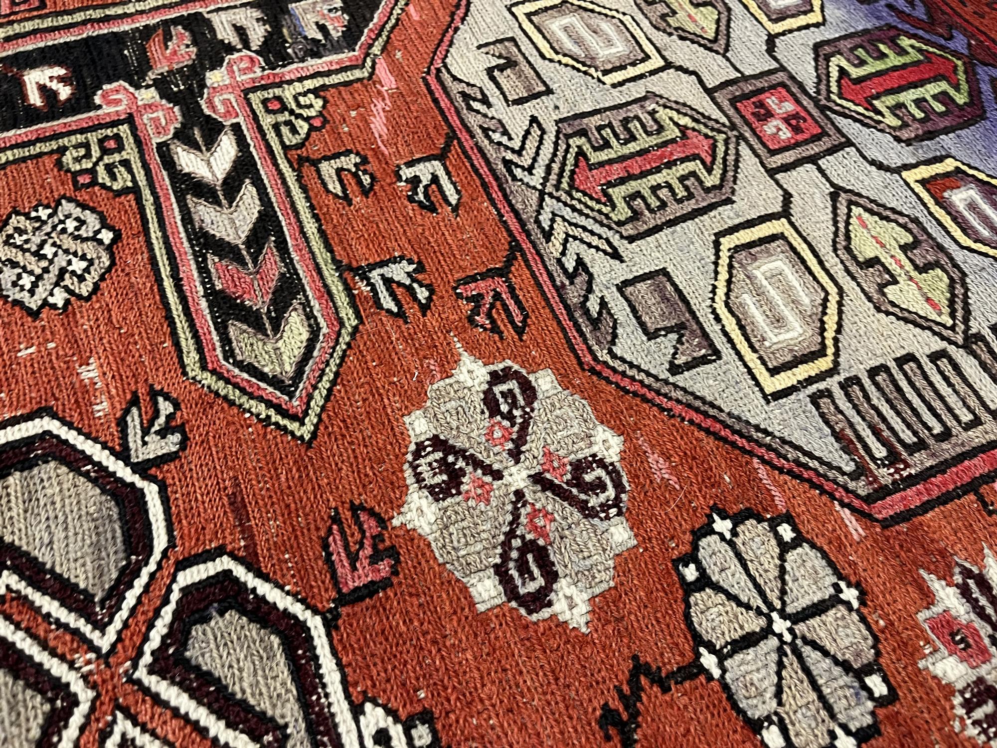 Hand-Woven Antique Runner Rug Kilim Handmade Sumak Hallway Carpet Rug