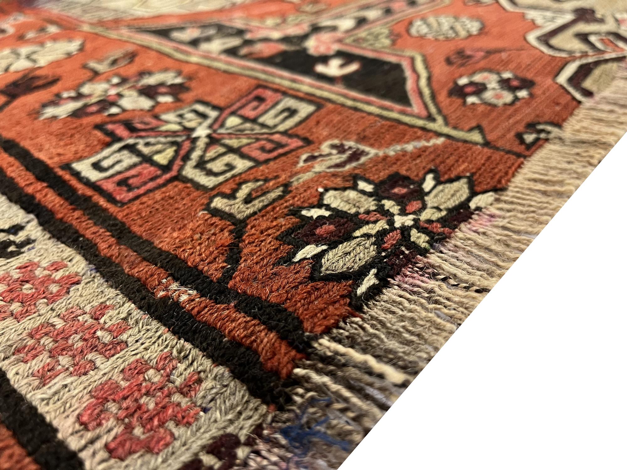 Wool Antique Runner Rug Kilim Handmade Sumak Hallway Carpet Rug