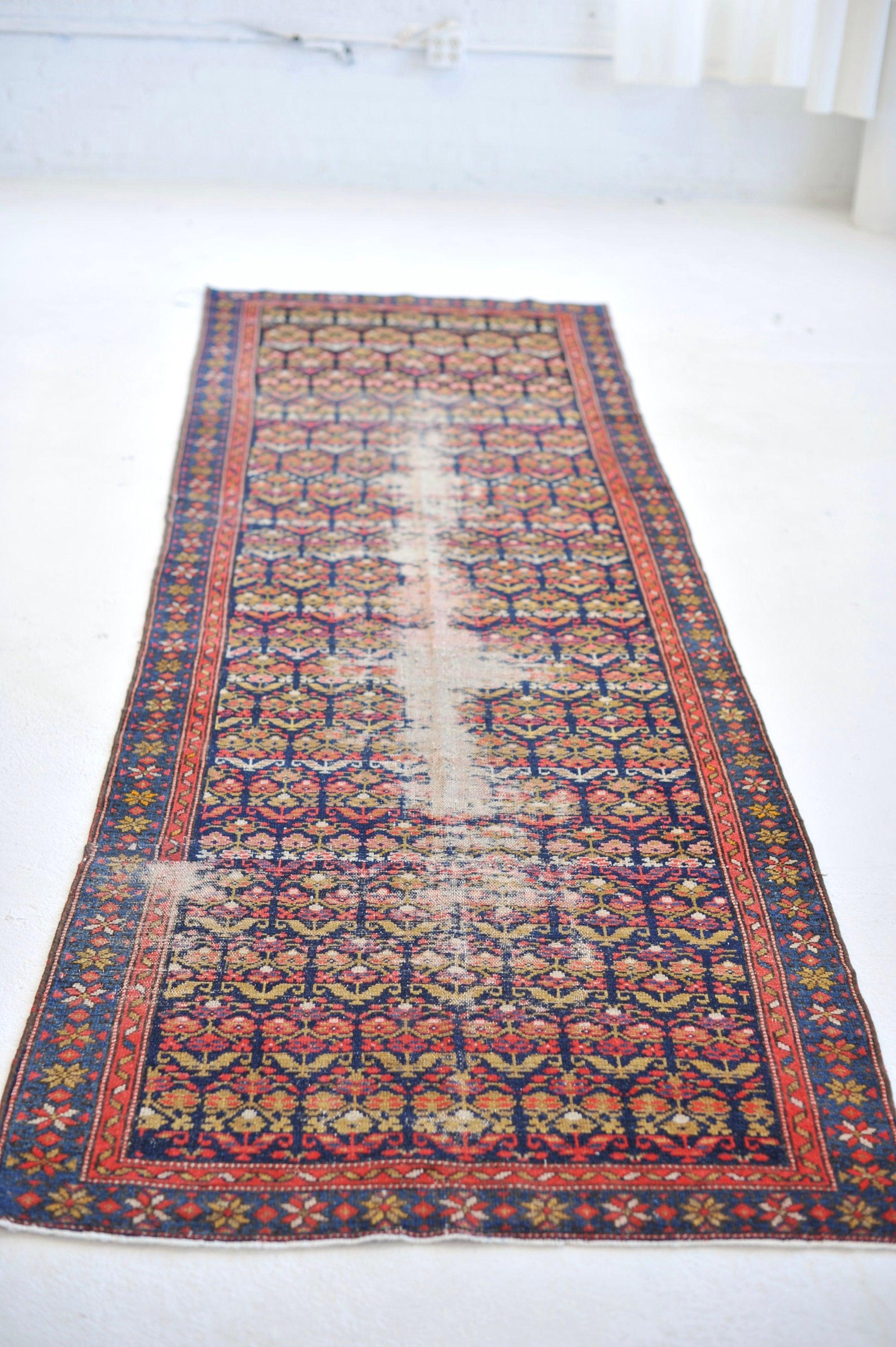 Hand-Knotted Antique Runner with Botanical Lattice Garden Design in Optimists Colors For Sale