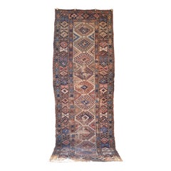 Tapis de couloir ancien aux couleurs et au design magnifiques, début des années 1900