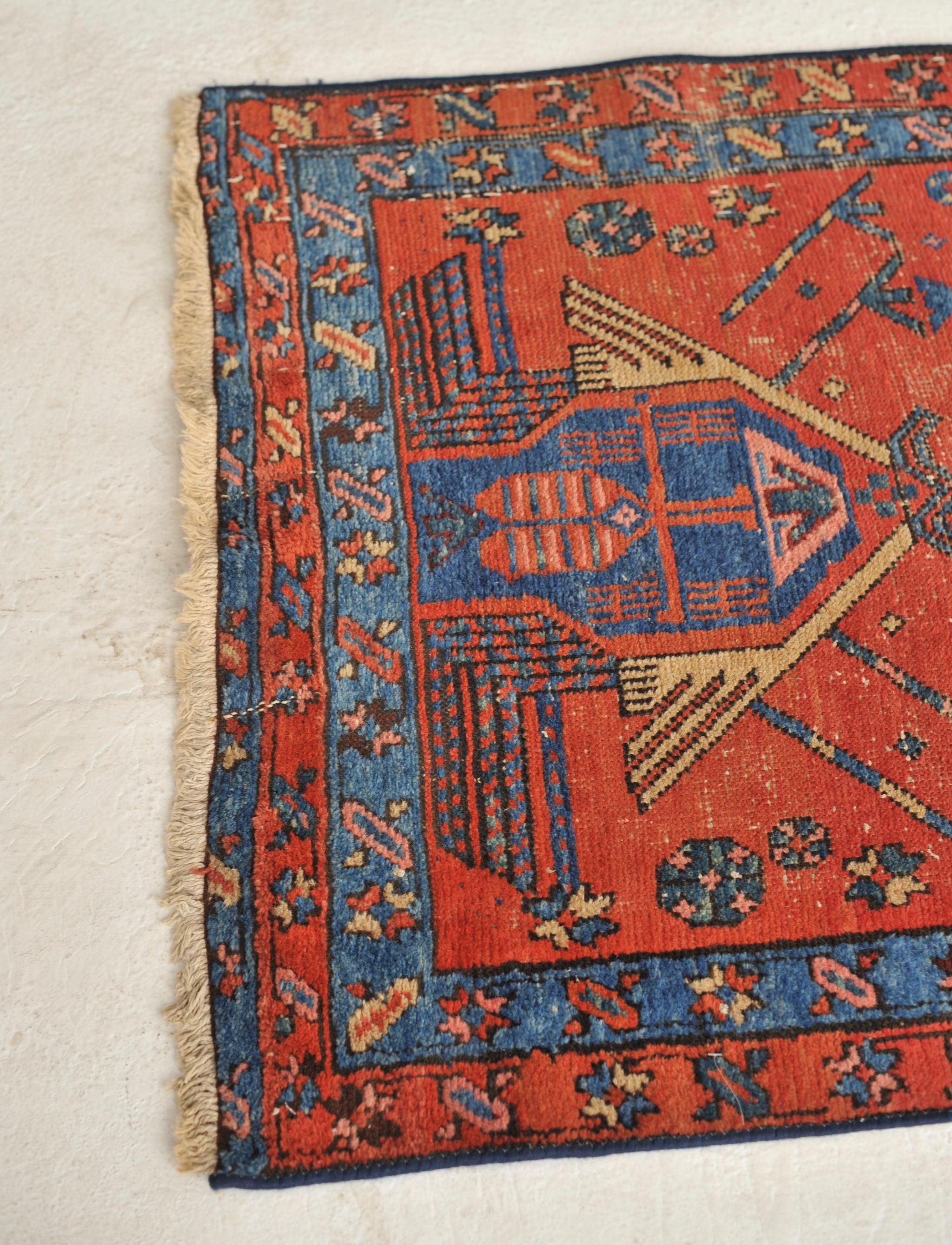Hand-Knotted Antique Runner with Incredible Geometric Tribal Design For Sale
