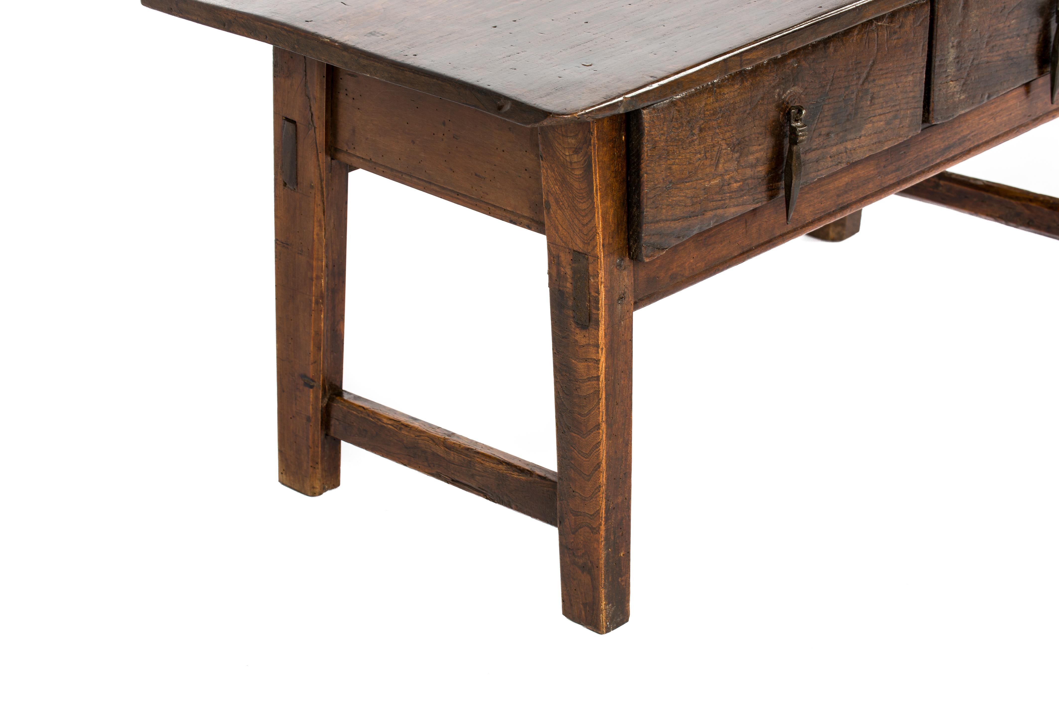 Antique Rural Early 19th Century Warm Brown Spanish Chestnut Coffee Table 1