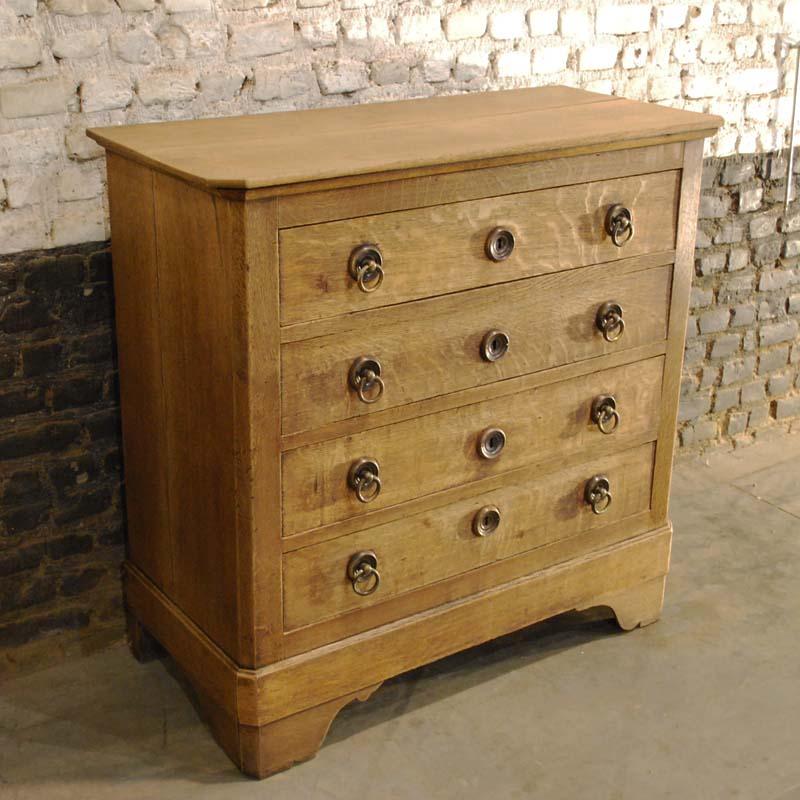 Arts and Crafts Antique Rural French Chest of Drawers or Commode in Cleaned Natural Oak