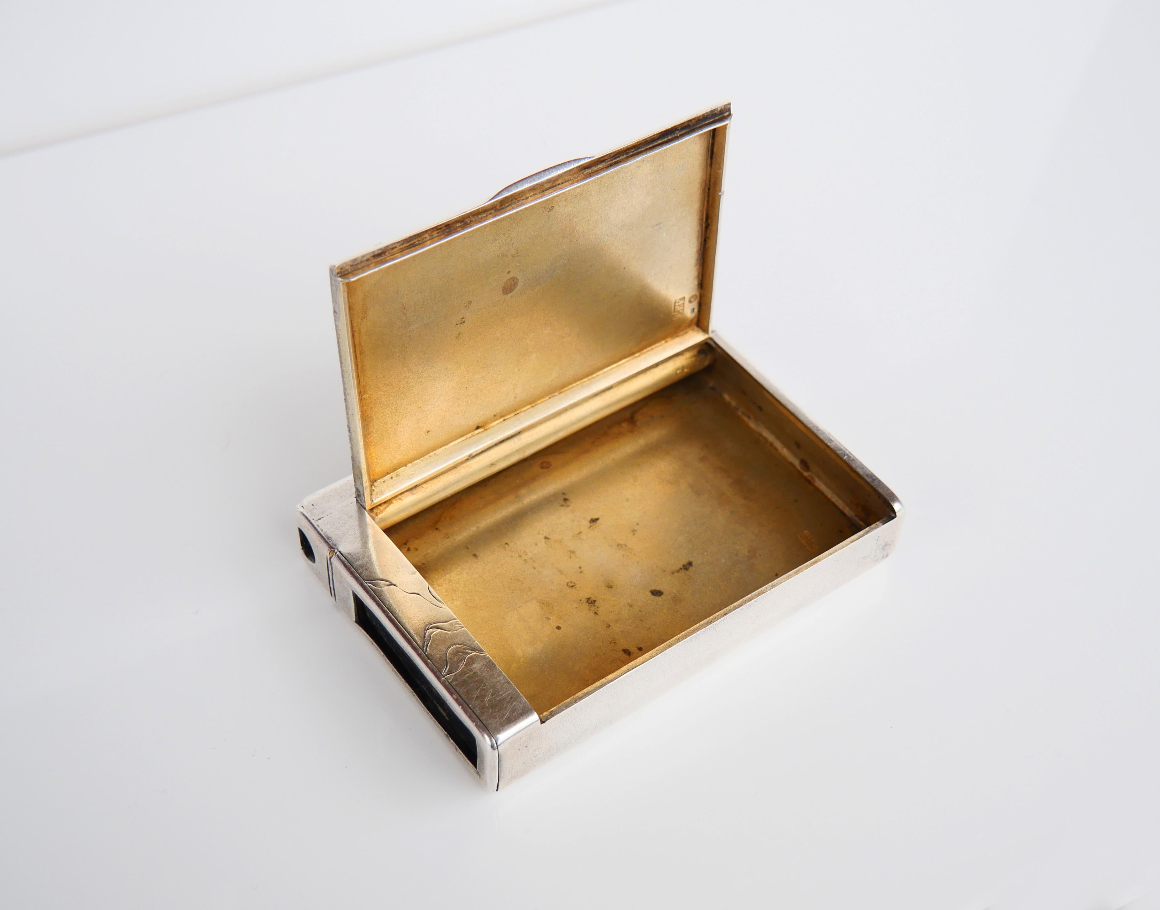 Antique Russain Imperial Cigarette Tobacco case box solid 84 Silver 202 gr For Sale 9