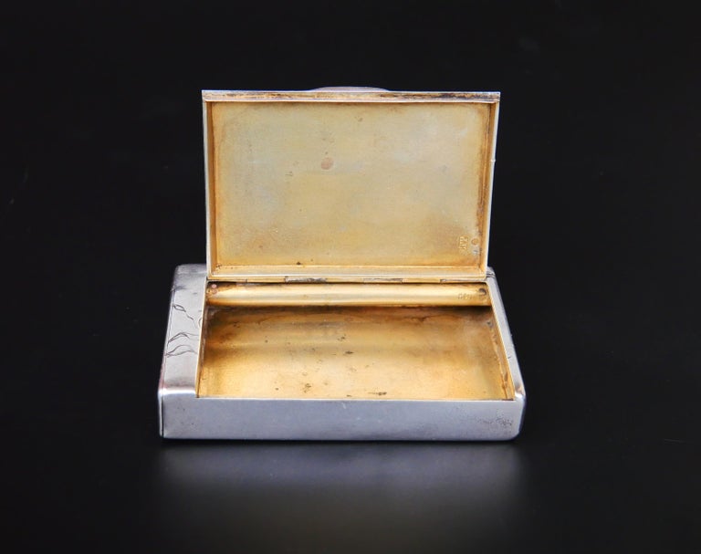 Antique Russain Imperial Cigarette Tobacco case box solid 84 Silver 202 gr