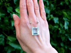 Antique Russian 13.54 Carat Aquamarine Diamond and Yellow Gold Pendant