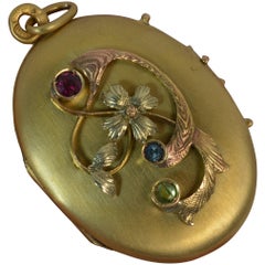 Vintage Russian 14 Carat Gold Locket with Floral Pattern