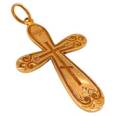 Antique Russian 14k Gold Cross Pendant