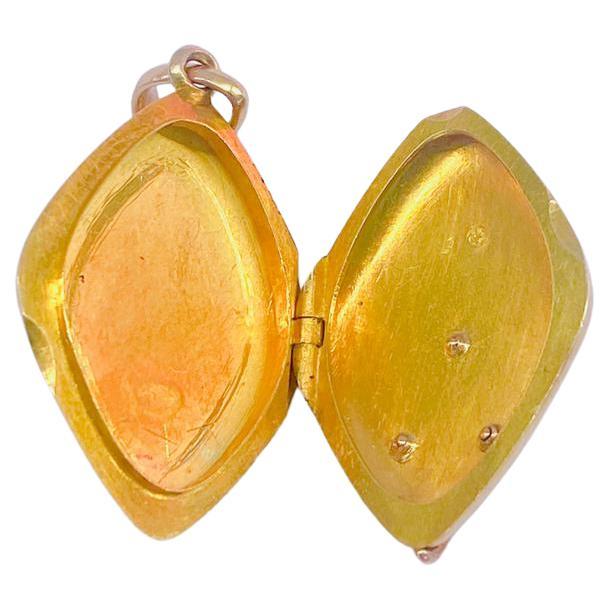 Women's Antique Sapphire Gold Locket Pendant 