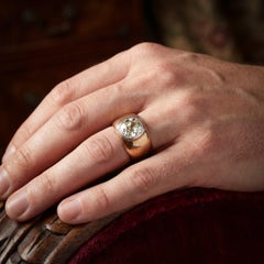 Antique Russian 14KT Gold 2.10ct Old Cushion Cut Diamond Ring