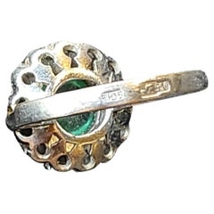 Antique Russian 1.5 Carat Emerald Platinume Ring
