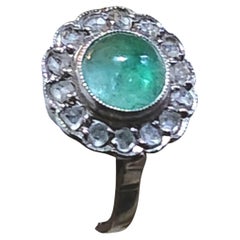 Antiker russischer 1,5 Karat Smaragd Platin Ring